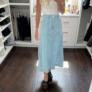 Zara Light Blue A-Line Denim Skirt